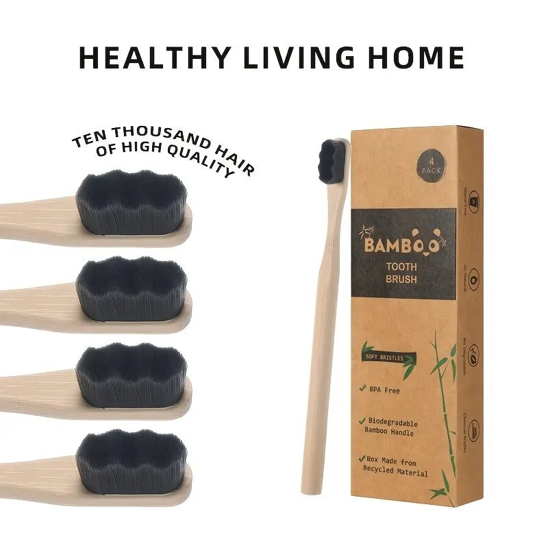Brosse à dents en bambou biodégradable Matériau naturel respectueux de l'environnement Poils ultra denses et doux 10 000 Br