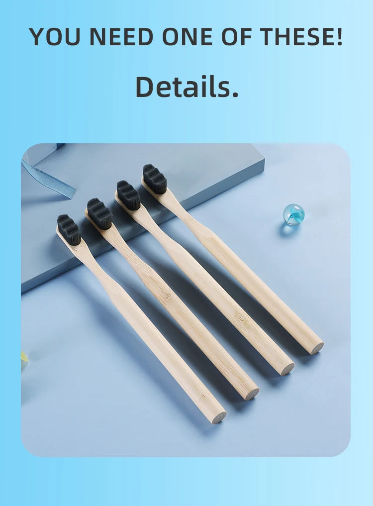 Brosse à dents en bambou biodégradable Matériau naturel respectueux de l'environnement Poils ultra denses et doux 10 000 Br