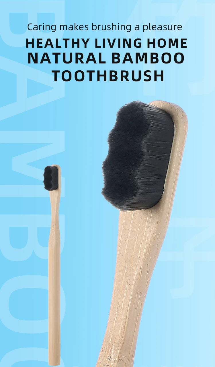 Brosse à dents en bambou biodégradable Matériau naturel respectueux de l'environnement Poils ultra denses et doux 10 000 Br