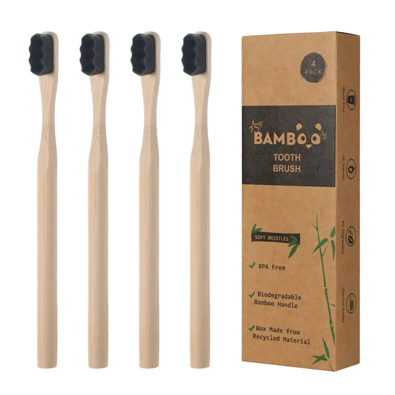 Brosse à dents en bambou biodégradable Matériau naturel respectueux de l'environnement Poils ultra denses et doux 10 000 Br