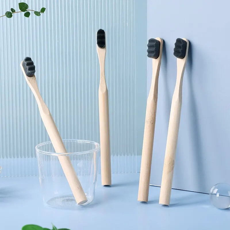 Brosse à dents en bambou biodégradable Matériau naturel respectueux de l'environnement Poils ultra denses et doux 10 000 Br